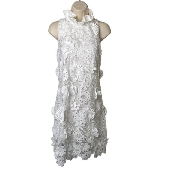 Tuckernuck | NEW Blanc White Guipure Lace Blythe Sleeveless Mini Dress Size M - Picture 3 of 10